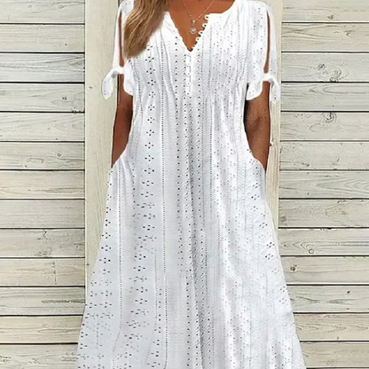 Robe Élégante Femme avec Décolleté en V et Découpes