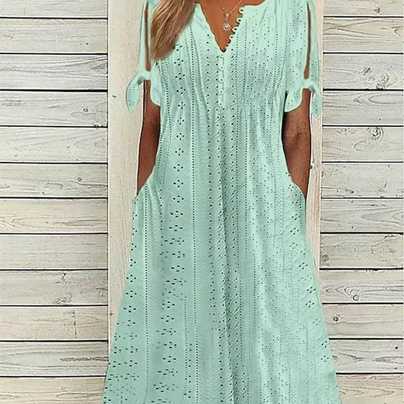 Robe Élégante Femme avec Décolleté en V et Découpes