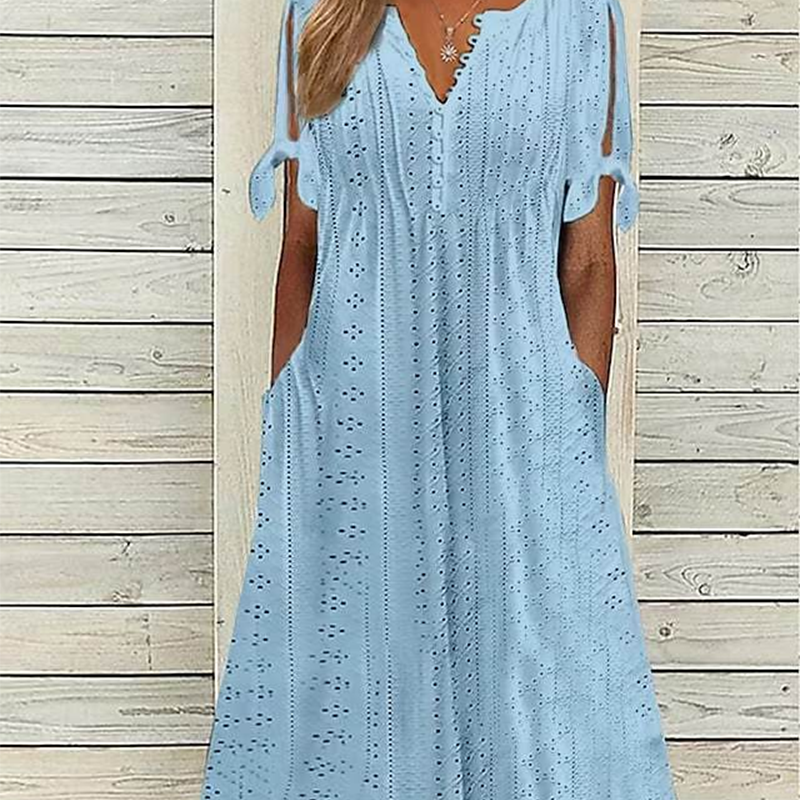 Robe Élégante Femme avec Décolleté en V et Découpes