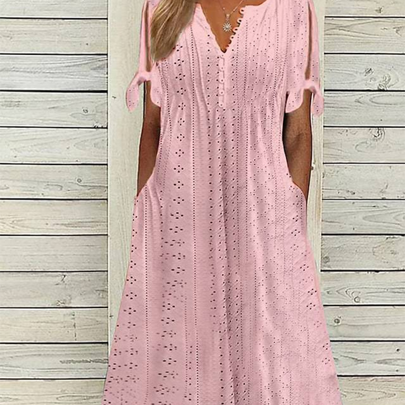 Robe Élégante Femme avec Décolleté en V et Découpes
