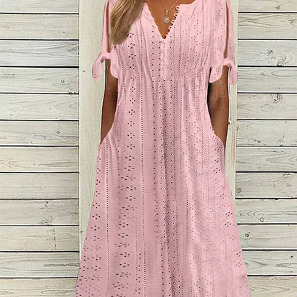 Robe Élégante Femme avec Décolleté en V et Découpes