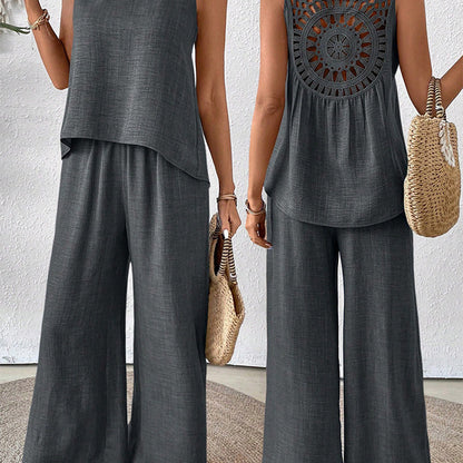 ✨ 2025 Nouvelles arrivées ✨Ensemble haut sans manches et pantalon large