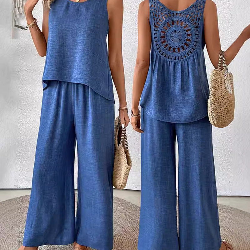✨ 2025 Nouvelles arrivées ✨Ensemble haut sans manches et pantalon large