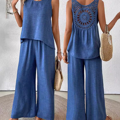 ✨ 2025 Nouvelles arrivées ✨Ensemble haut sans manches et pantalon large