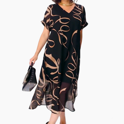 🎁Meilleures ventes🌟Robe midi fluide avec décolleté en V(🔥50% de réduction)