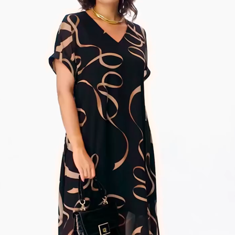 🎁Meilleures ventes🌟Robe midi fluide avec décolleté en V(🔥50% de réduction)