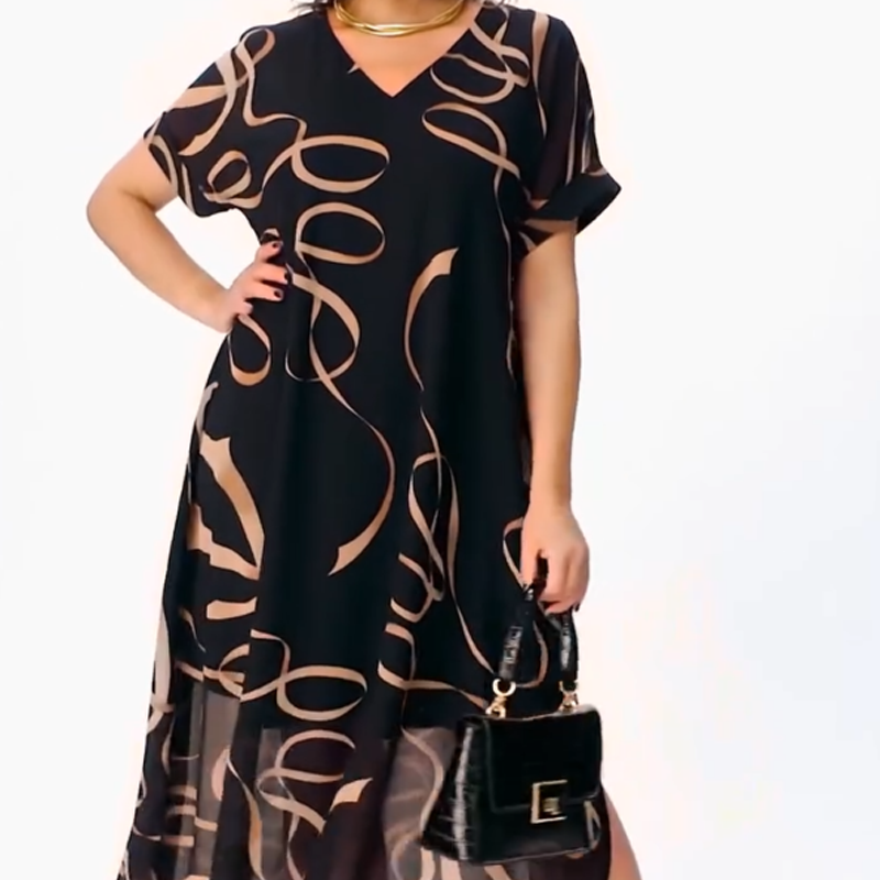 🎁Meilleures ventes🌟Robe midi fluide avec décolleté en V(🔥50% de réduction)
