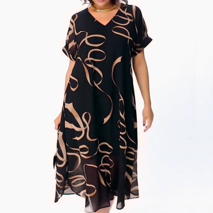 🎁Meilleures ventes🌟Robe midi fluide avec décolleté en V(🔥50% de réduction)