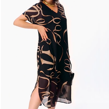 🎁Meilleures ventes🌟Robe midi fluide avec décolleté en V(🔥50% de réduction)