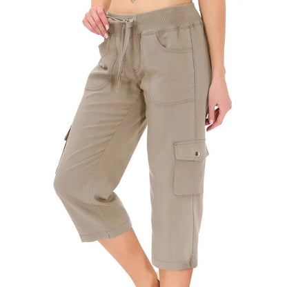 💐50% DE RÉDUCTION ! Pantalon Cargo 3/4 Taille Haute – Cordon de Serrage Ajustable pour un Confort Total 🌿🌸【Offre Flash】