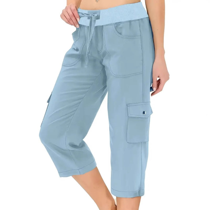 💐50% DE RÉDUCTION ! Pantalon Cargo 3/4 Taille Haute – Cordon de Serrage Ajustable pour un Confort Total 🌿🌸【Offre Flash】