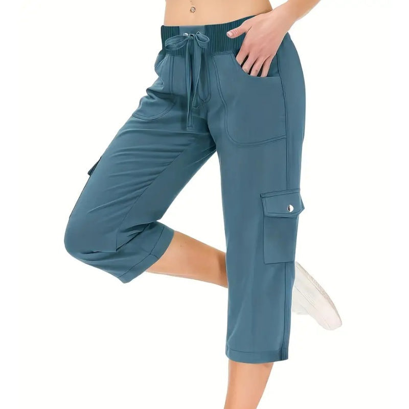 💐50% DE RÉDUCTION ! Pantalon Cargo 3/4 Taille Haute – Cordon de Serrage Ajustable pour un Confort Total 🌿🌸【Offre Flash】