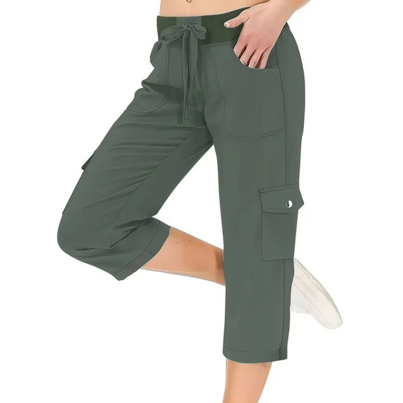 💐50% DE RÉDUCTION ! Pantalon Cargo 3/4 Taille Haute – Cordon de Serrage Ajustable pour un Confort Total 🌿🌸【Offre Flash】