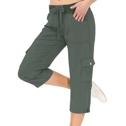 💐50% DE RÉDUCTION ! Pantalon Cargo 3/4 Taille Haute – Cordon de Serrage Ajustable pour un Confort Total 🌿🌸【Offre Flash】