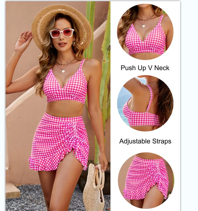 👙2026 Nouveau Type 49% DE RÉDUCTION💥Ensembles de bikinis taille haute Femmes Contrôle de l'abdomen Gingham