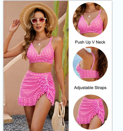 👙2026 Nouveau Type 49% DE RÉDUCTION💥Ensembles de bikinis taille haute Femmes Contrôle de l'abdomen Gingham