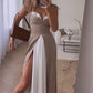 Robe longue plissée sans manches à blocs de couleurs pour femme