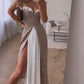 Robe longue plissée sans manches à blocs de couleurs pour femme