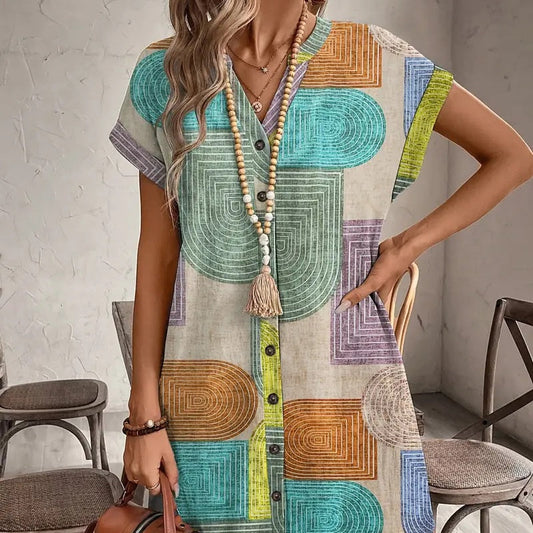 🔥 Robe à motifs contrastés avec superpositions - 50% de réduction pour une durée limitée !