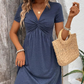 Robe à manches courtes et col en V pour femmes