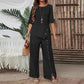🌸Ensemble deux pièces pour femme composé d'un top avec ourlet asymétrique et d'un pantalon à jambes larges