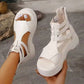Sandales orthopédiques pour femmes avec plateforme et semelle compensée en cuir souple