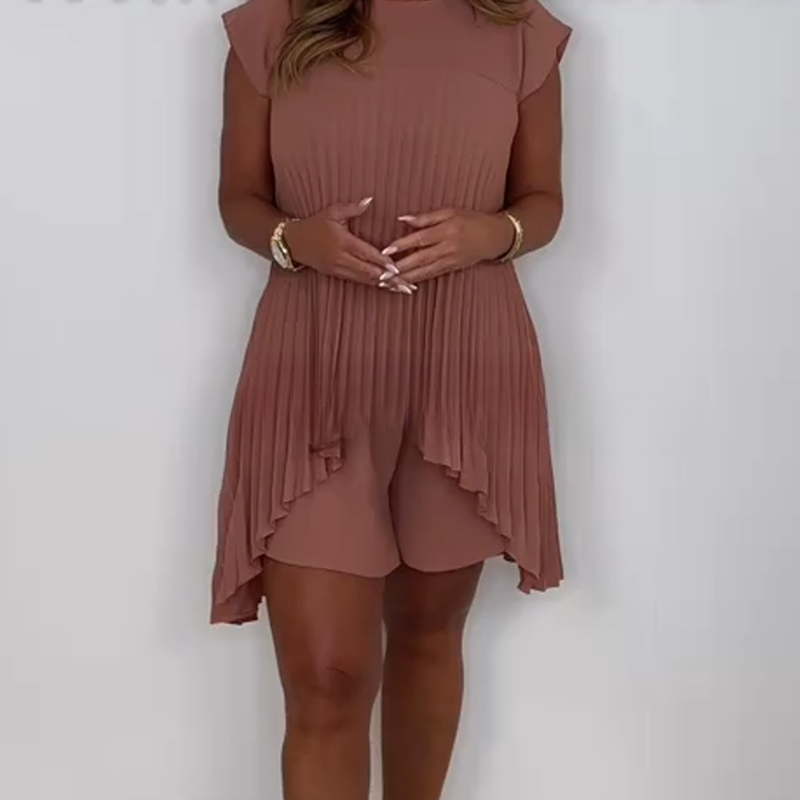 Tenues 2 pièces pour femmes : Top tunique plissé et short