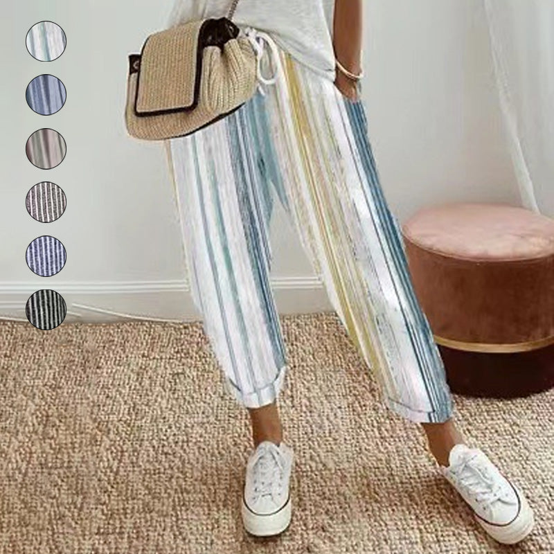 💕Que devrais-je porter demain ?💕Un pantalon rayé en lin et coton pour femme