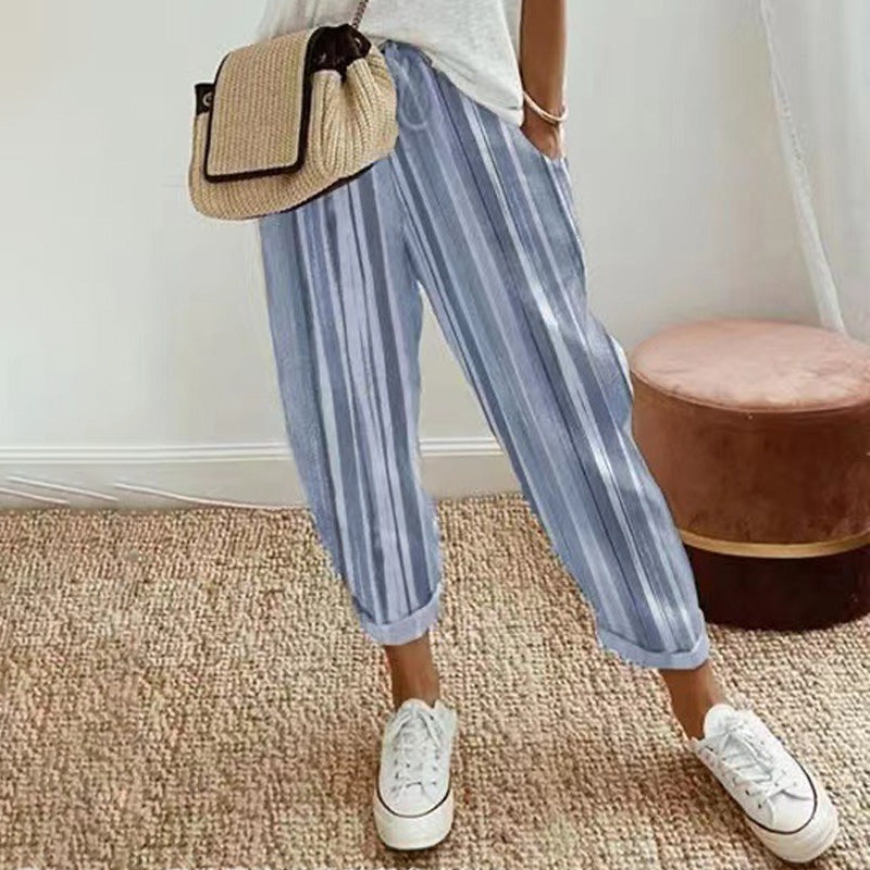 💕Que devrais-je porter demain ?💕Un pantalon rayé en lin et coton pour femme