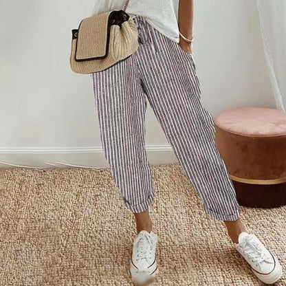 💕Que devrais-je porter demain ?💕Un pantalon rayé en lin et coton pour femme