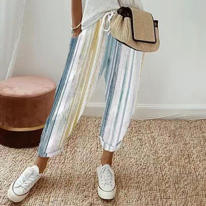 💕Que devrais-je porter demain ?💕Un pantalon rayé en lin et coton pour femme