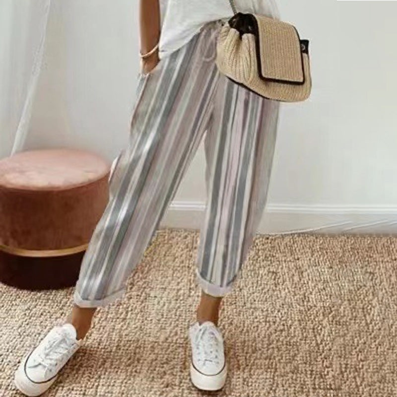💕Que devrais-je porter demain ?💕Un pantalon rayé en lin et coton pour femme