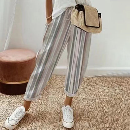 💕Que devrais-je porter demain ?💕Un pantalon rayé en lin et coton pour femme
