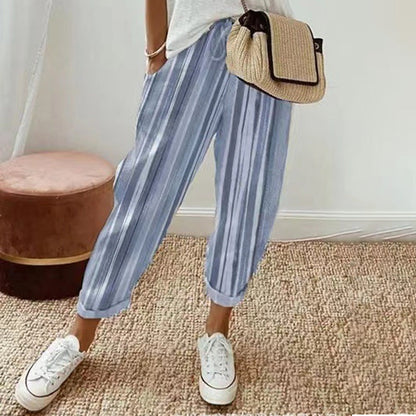 💕Que devrais-je porter demain ?💕Un pantalon rayé en lin et coton pour femme