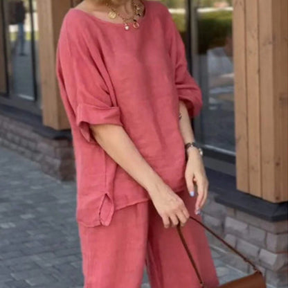 ⏳ Offre spéciale à durée limitée ⏰ Tenues 2 pièces en coton et lin pour femmes(ensemble 2 pièces)