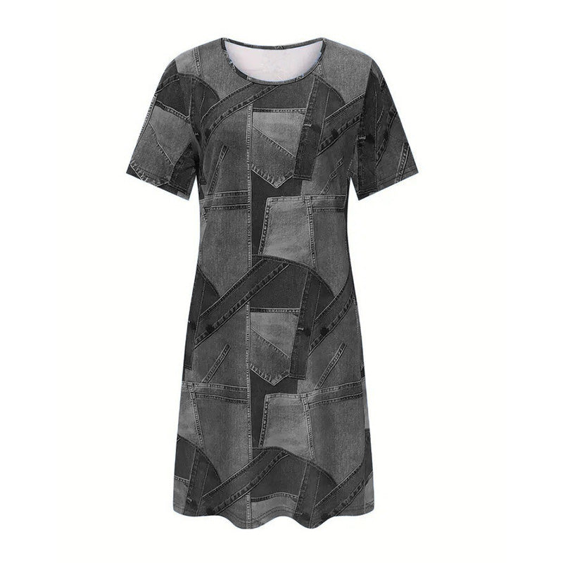 Robe décontractée pour femme à motif patchwork