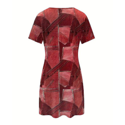 Robe décontractée pour femme à motif patchwork