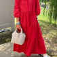 Robe ample pour femmes, longueur à la cheville, avec revers