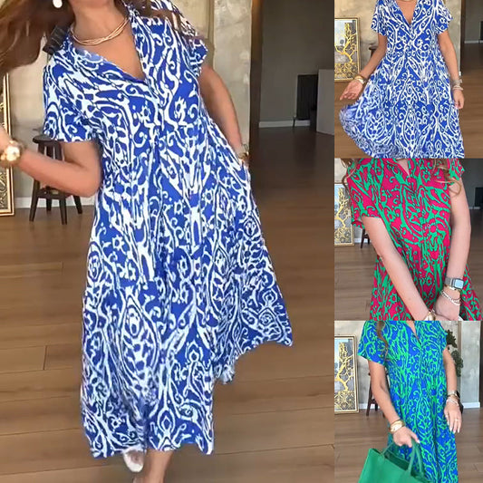 ⚡ offre limitée : -50 %! robe longue décontractée imprimée pour femmes 💃🌼🛒