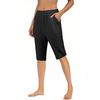 🔥Pantalon capri décontracté pour femme, ample, en coton et lin, respirant🔥