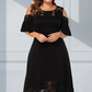 Robe élégante à épaules froides et ourlet en dentelle pour femmes