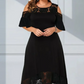 Robe élégante à épaules froides et ourlet en dentelle pour femmes