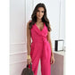 ☀️Frauen Col en V sans manches Solid Jumpsuit🕊️