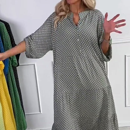 ⏳Time-limited Special⏰Women’s Polka Dot Button Loose Fit Dress