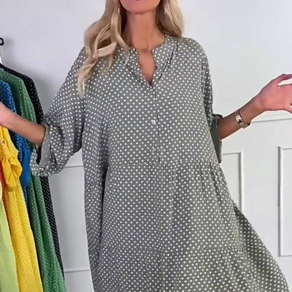 ⏳Time-limited Special⏰Women’s Polka Dot Button Loose Fit Dress