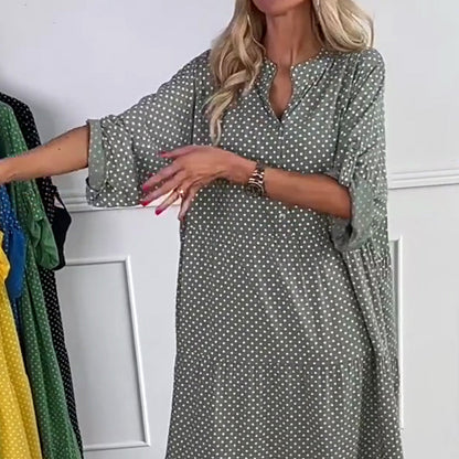 ⏳Time-limited Special⏰Women’s Polka Dot Button Loose Fit Dress