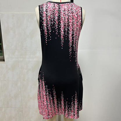 ⏳ Offre à durée limitée⏰Mini-robe sans manches imprimée à la mode pour femmes