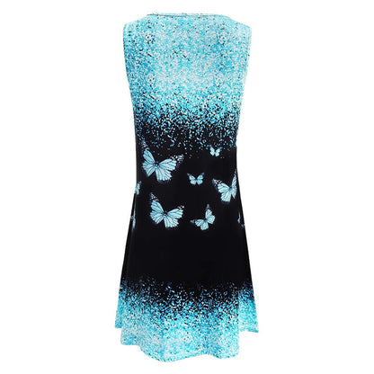 ⏳ Offre à durée limitée⏰Mini-robe sans manches imprimée à la mode pour femmes