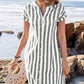 🌸✨Robe-chemise boutonnée rayée pour femme