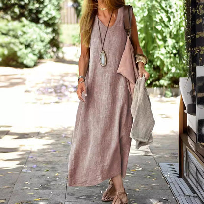 🔥50 % RÉDUCTION💝Longue robe d'été unie grande taille pour femme